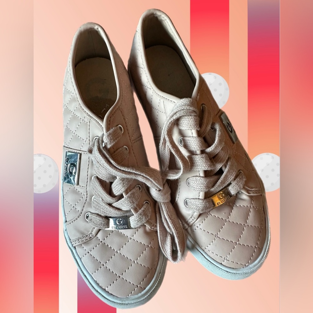 G by Guess Light Pink Quilted Leather Sneakers- Size 7 1/2 M- worn once!